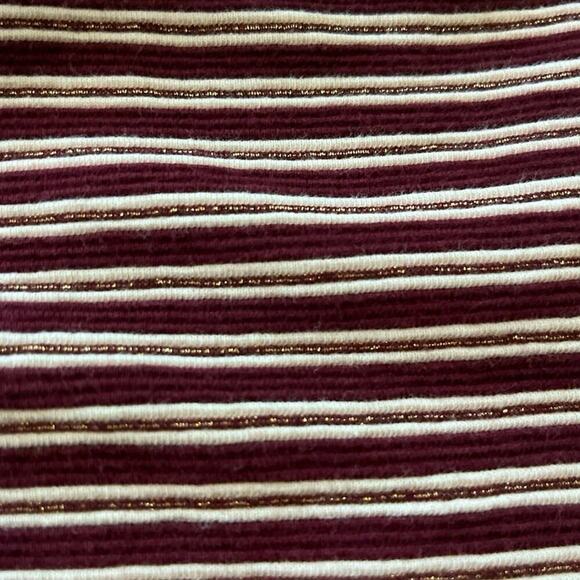 Talbots Burgundy Metallic Striped Long Sleeve Tunic Top 1X Petite Round Neck - Picture 10 of 10